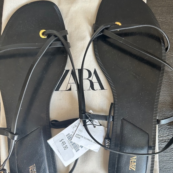 Zara black flat sandals, size 11 – NWT - Picture 1 of 3